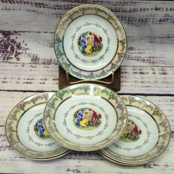 Vintage iridescent Luster ware Porcelain Berry bowls "TheThree Graces" Madonna - Picture 4 of 11